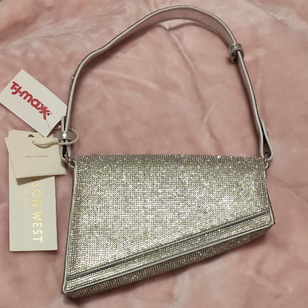 Madison West Glittering Silver Shoulder Bag